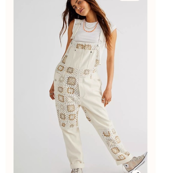 Free People Denim - Free People Crochet Boyfriend Overalls